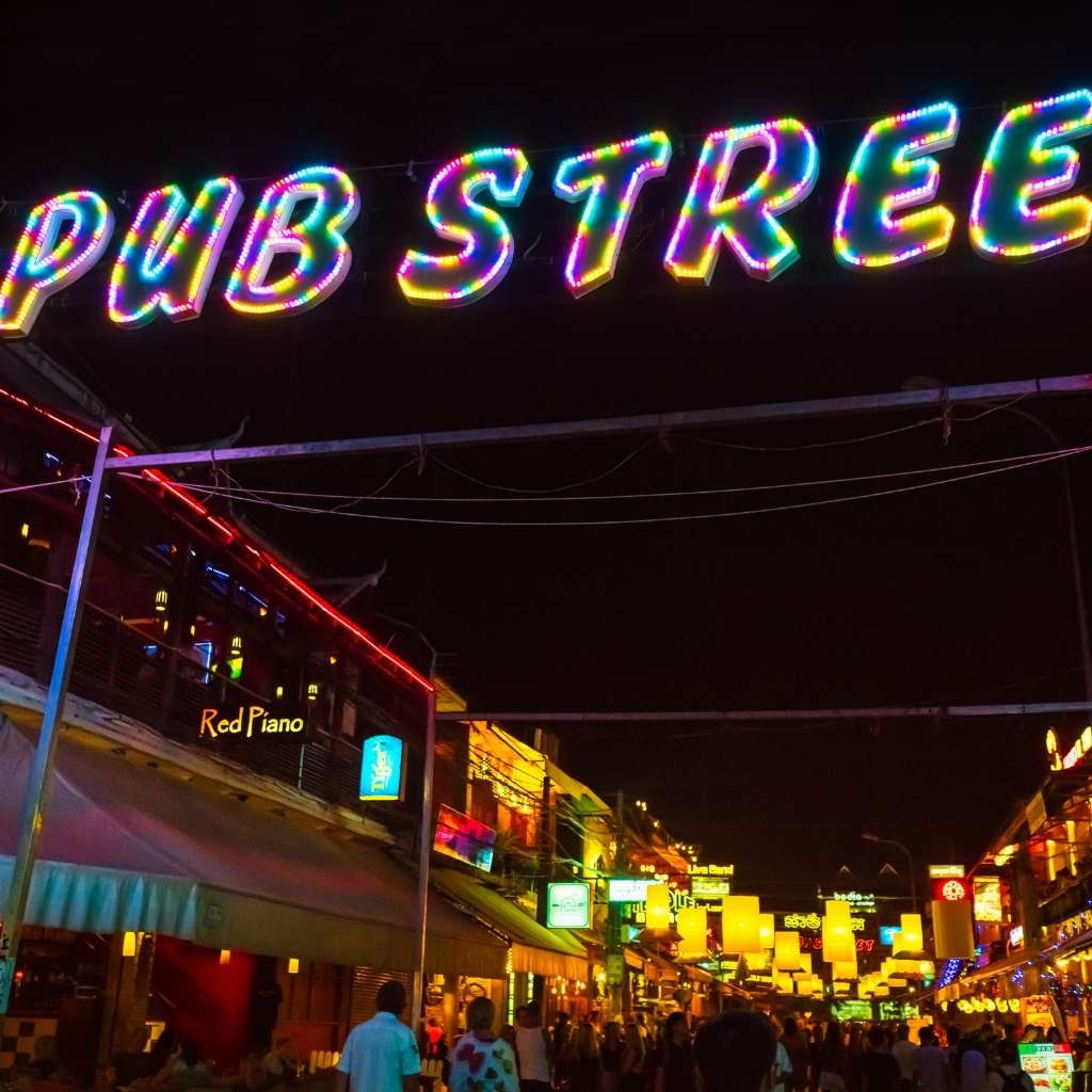 The famous pub street in Siem Reap
