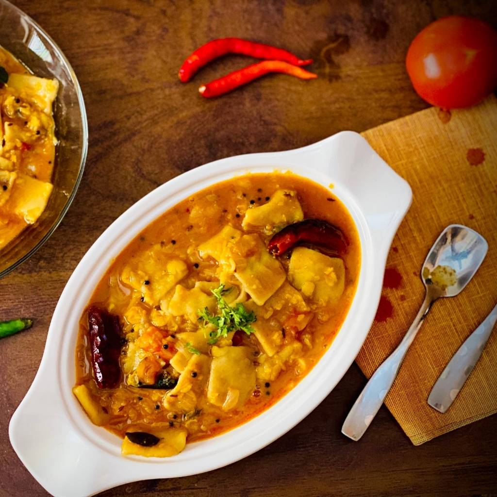 Gujarati food dish - dal dhokli