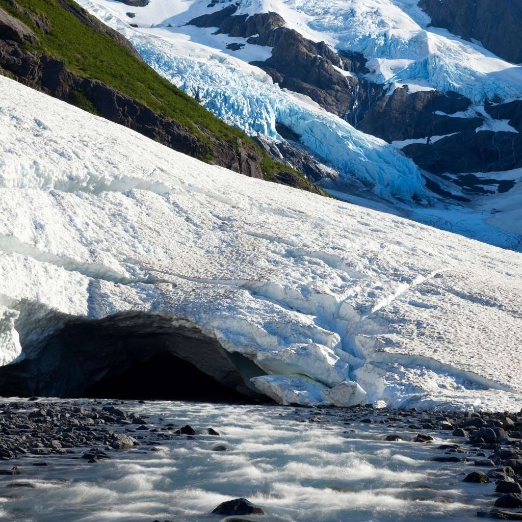 Stream flowing from Byron Glacier in Alaska