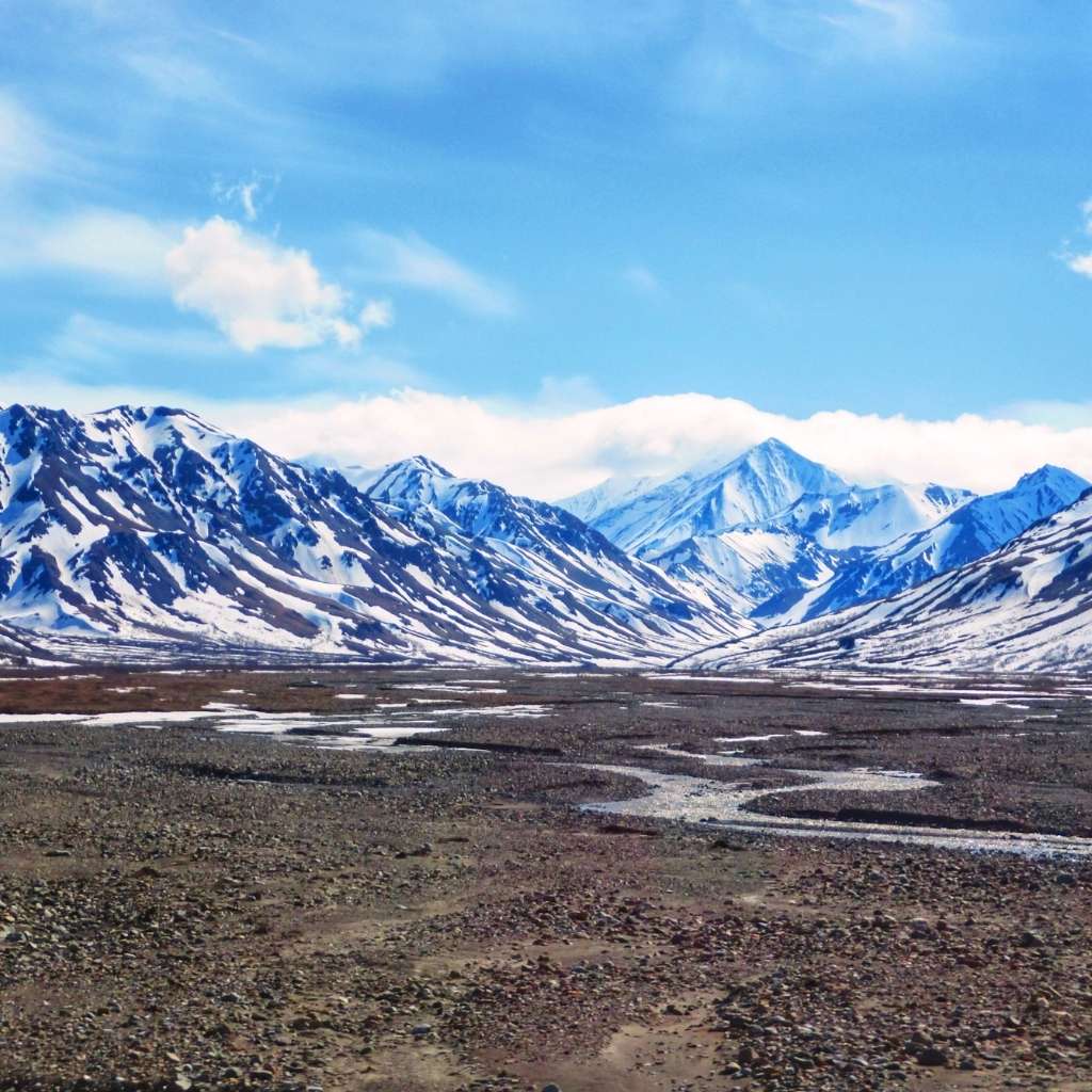 Mesmerizing snow-covered mountains in Denali National Park and Preserve