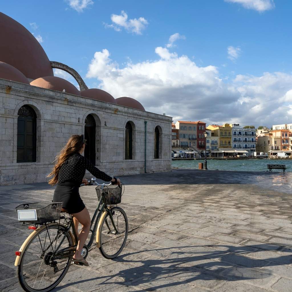 Cycling in the old town of Chania has its own charm