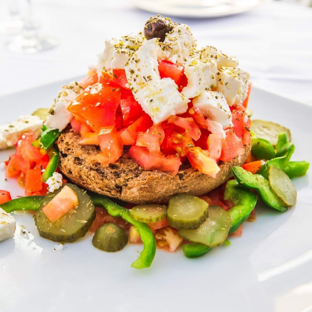 Dakos greek salad is the most famous cretan dish