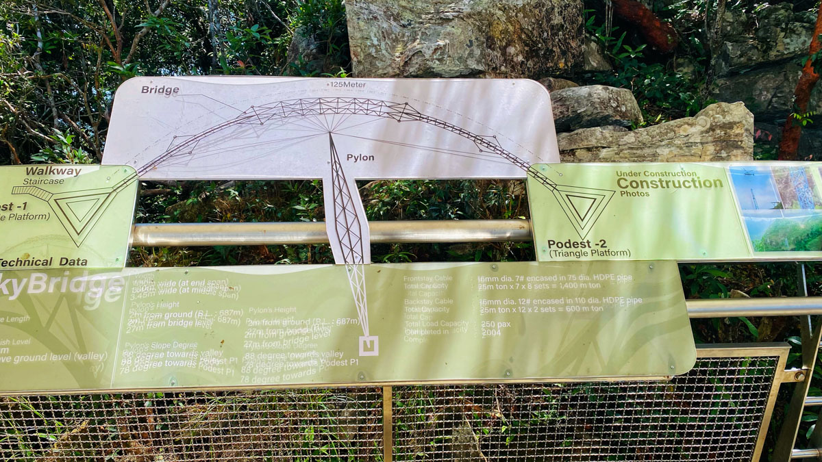 The information board provides details on SkyBridge's engineering