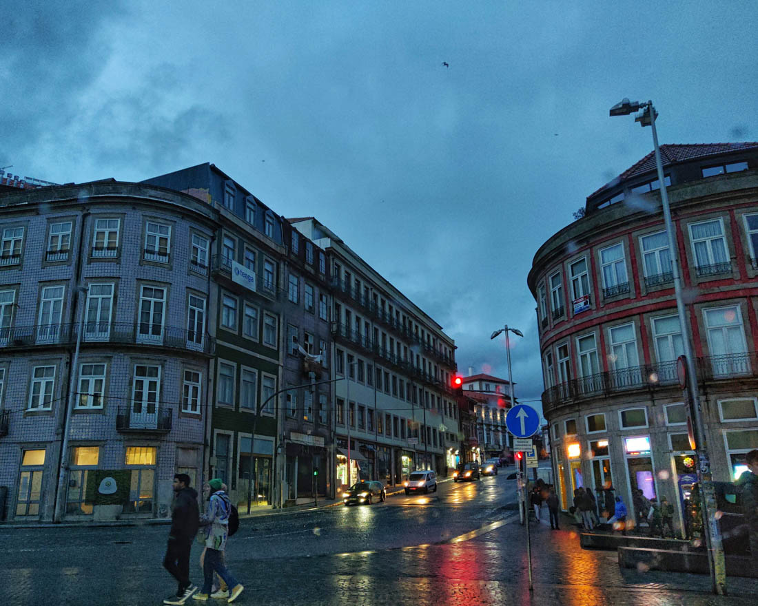 The rain soaked streets of Porto greeted us back in the evening
