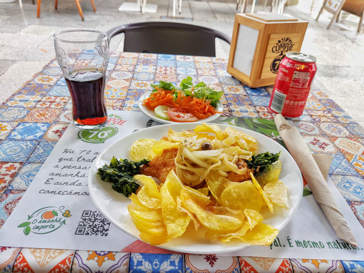 I indulged in a very traditional Portuguese lunch comprising salted codfish with fries and veggies