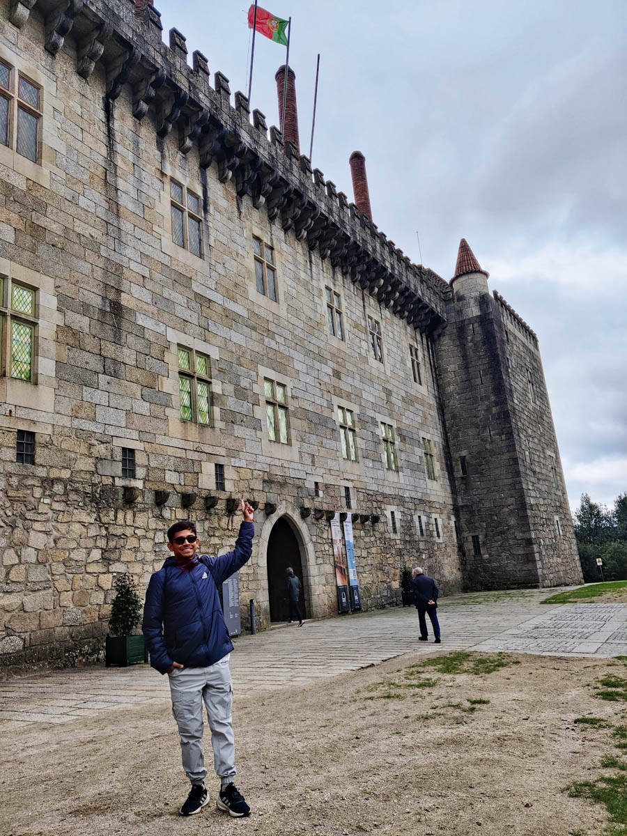 A high-flying flag of Portugal in the Guimaraes Castle, the town that is the country’s birthplace