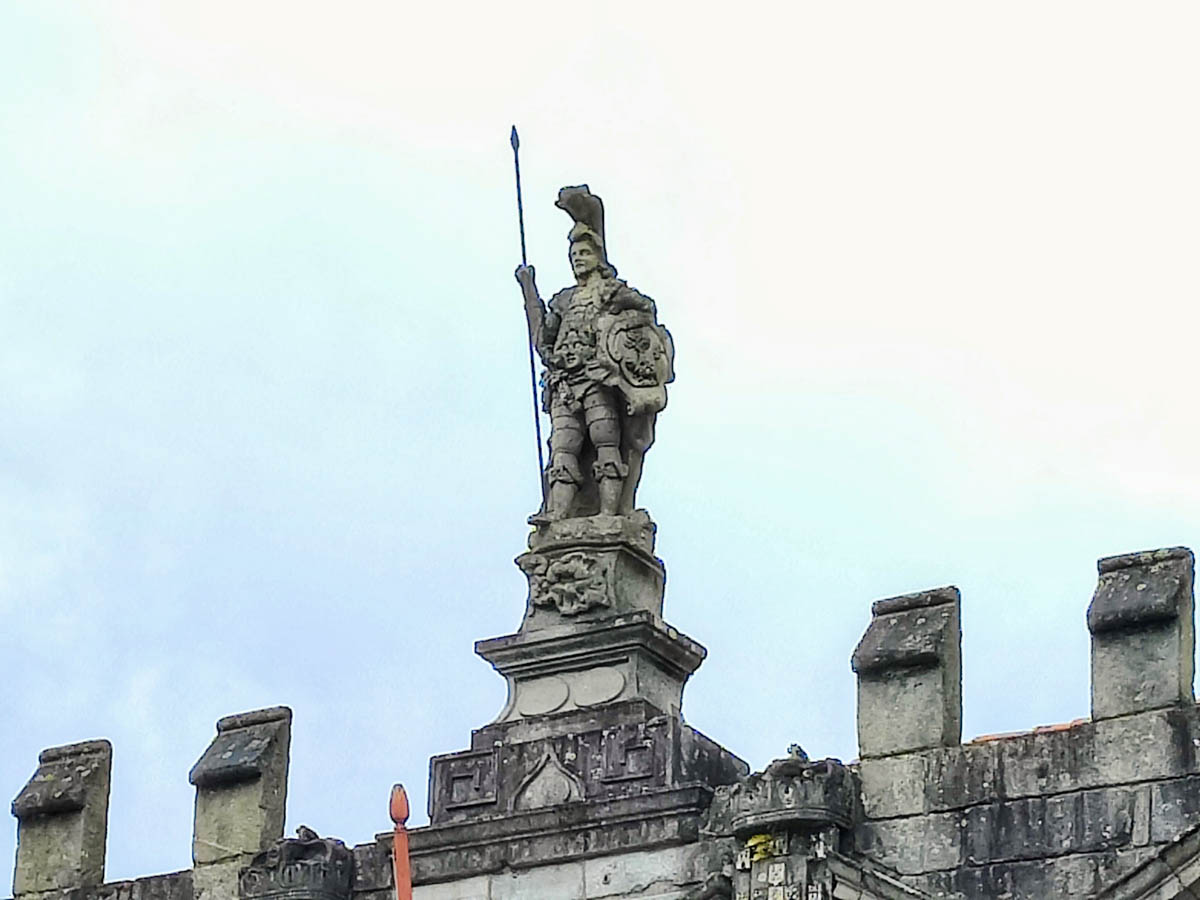 The famous two-faced statue of Guimaraes, representative of the Portuguese victory over Spain