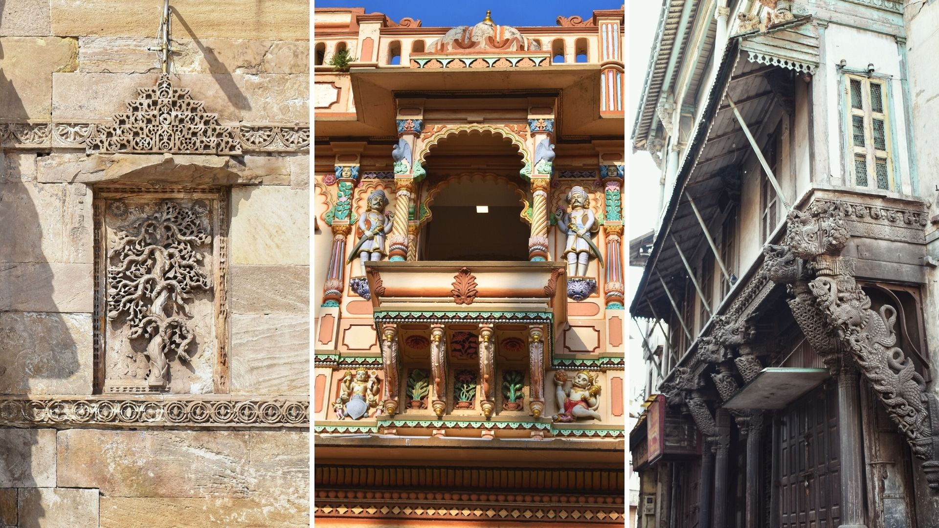 Centuries-old architecture within Ahmedabad's walled city