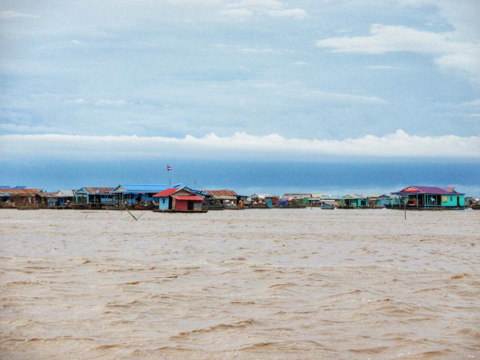 Floating houses at Chong Kneas floating village in Cambodia
