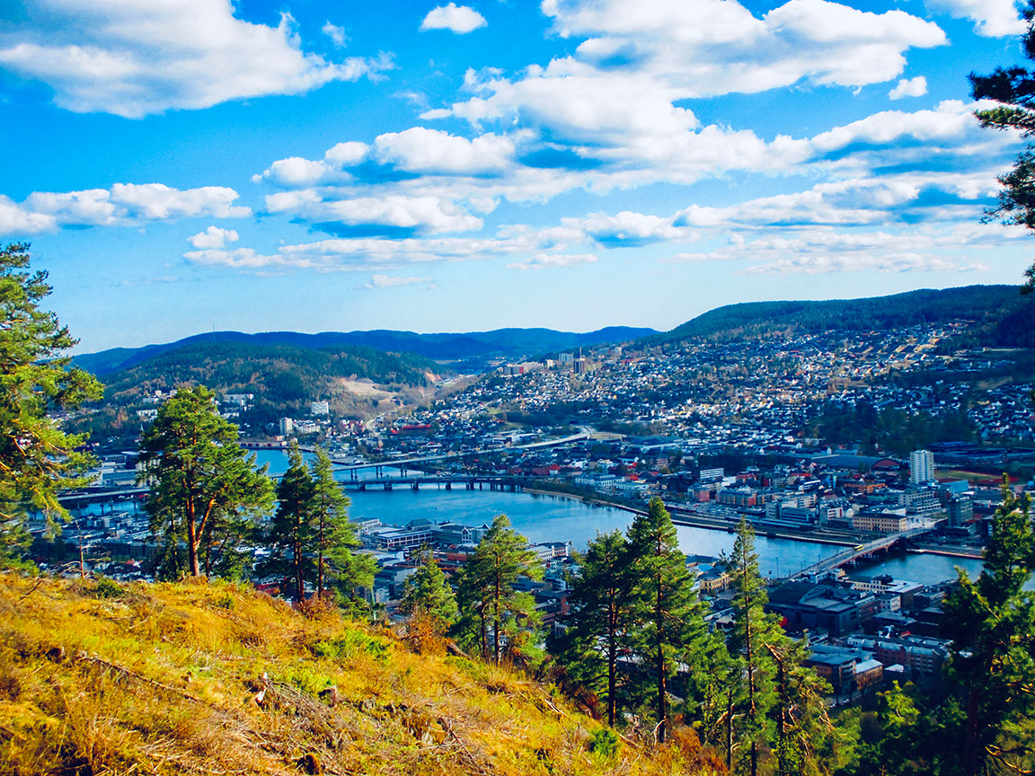 Stunning view of Drammen from Spiralen Mountain in Norway