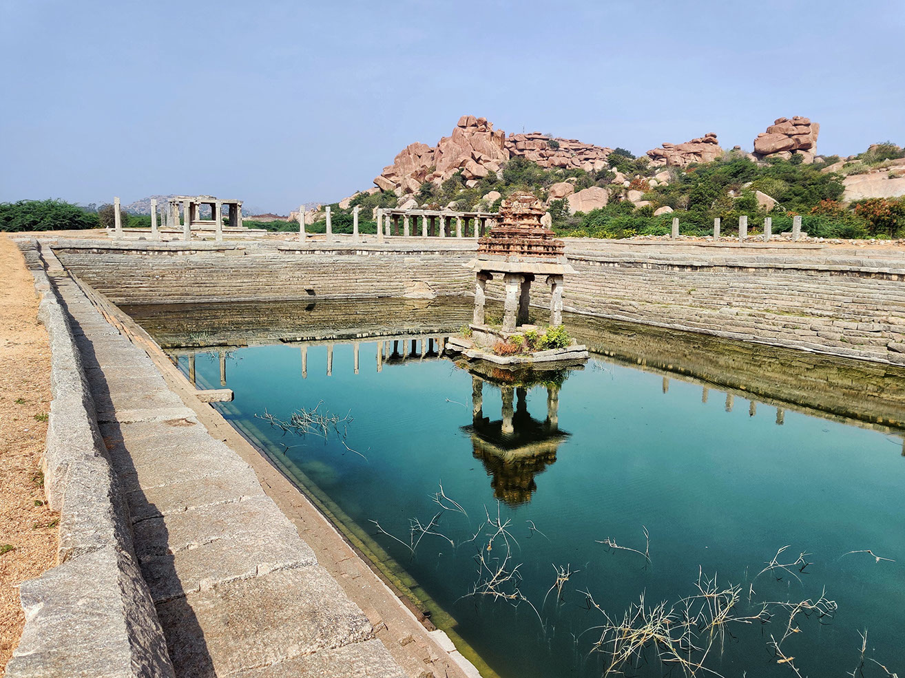Sacred tank of ancient era exhibits exceptional design and architecture of Hampi