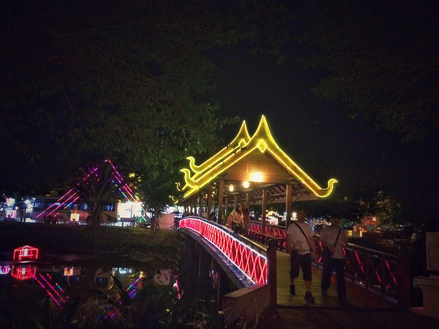 Beautifully decorated bridge leading to the Siem Reap Art Center Night Market