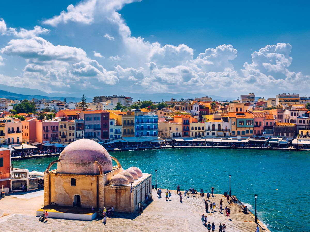 Beautiful old harbor at the Old Town area of Chania