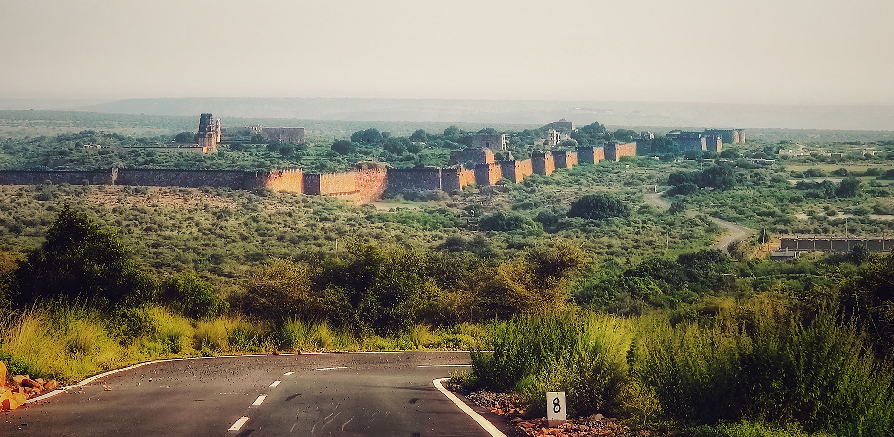 Landscape of the ruins of Gandikota Fort from an uphill drive to the Wind Power Station