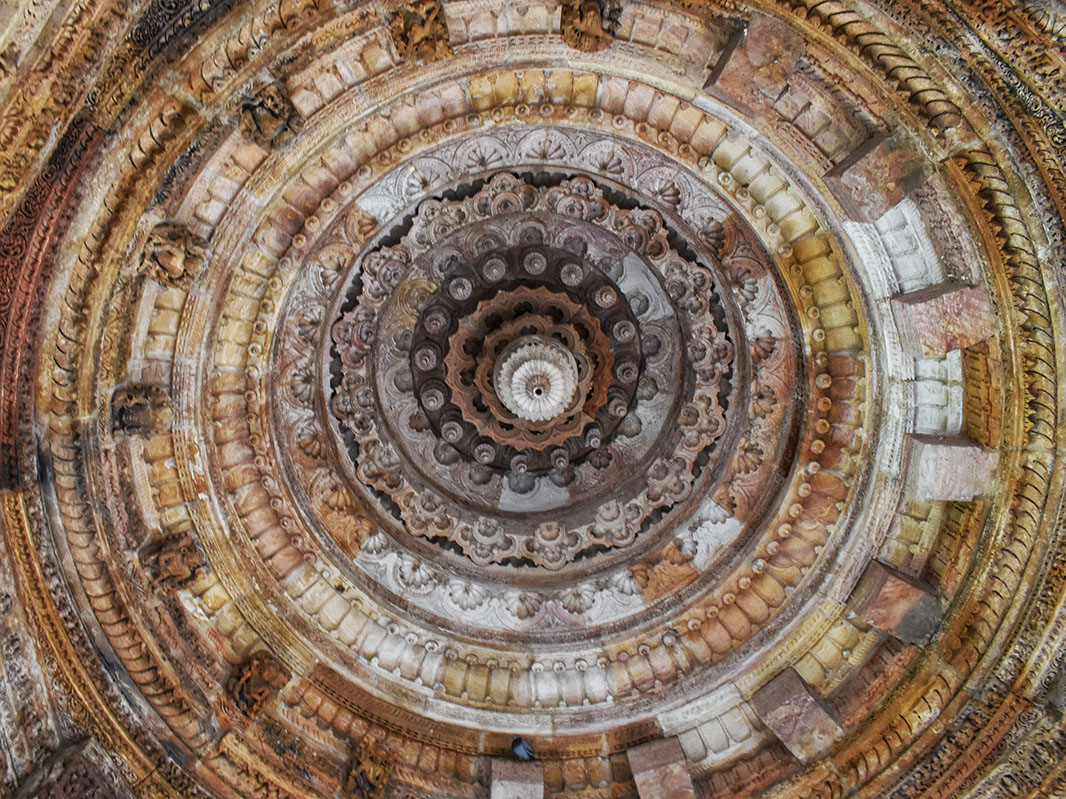 The exquisite ceiling of Rang Mandapa's central dome in Modhera Sun Temple