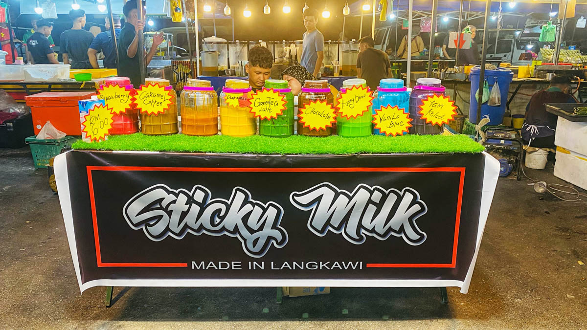 A stall at Langkawi Night Market proudly showcases "Made in Langkawi" delicacies