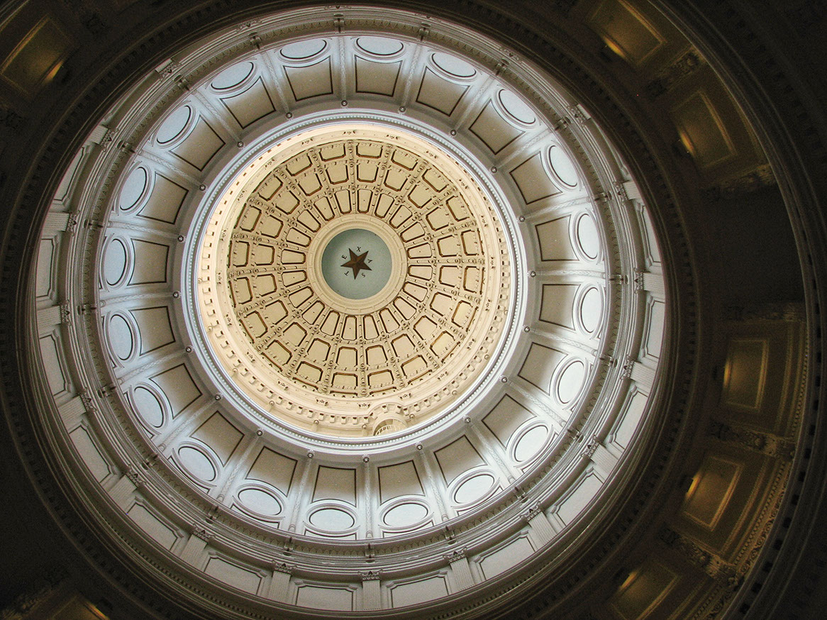 The Texas Capitol dome in Austin is an architectural masterpiece