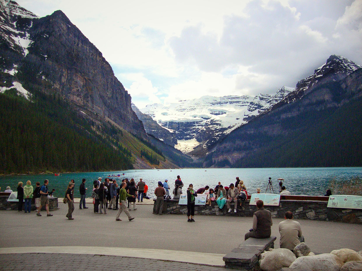 Summer in Lake Louise is bustling with visitors