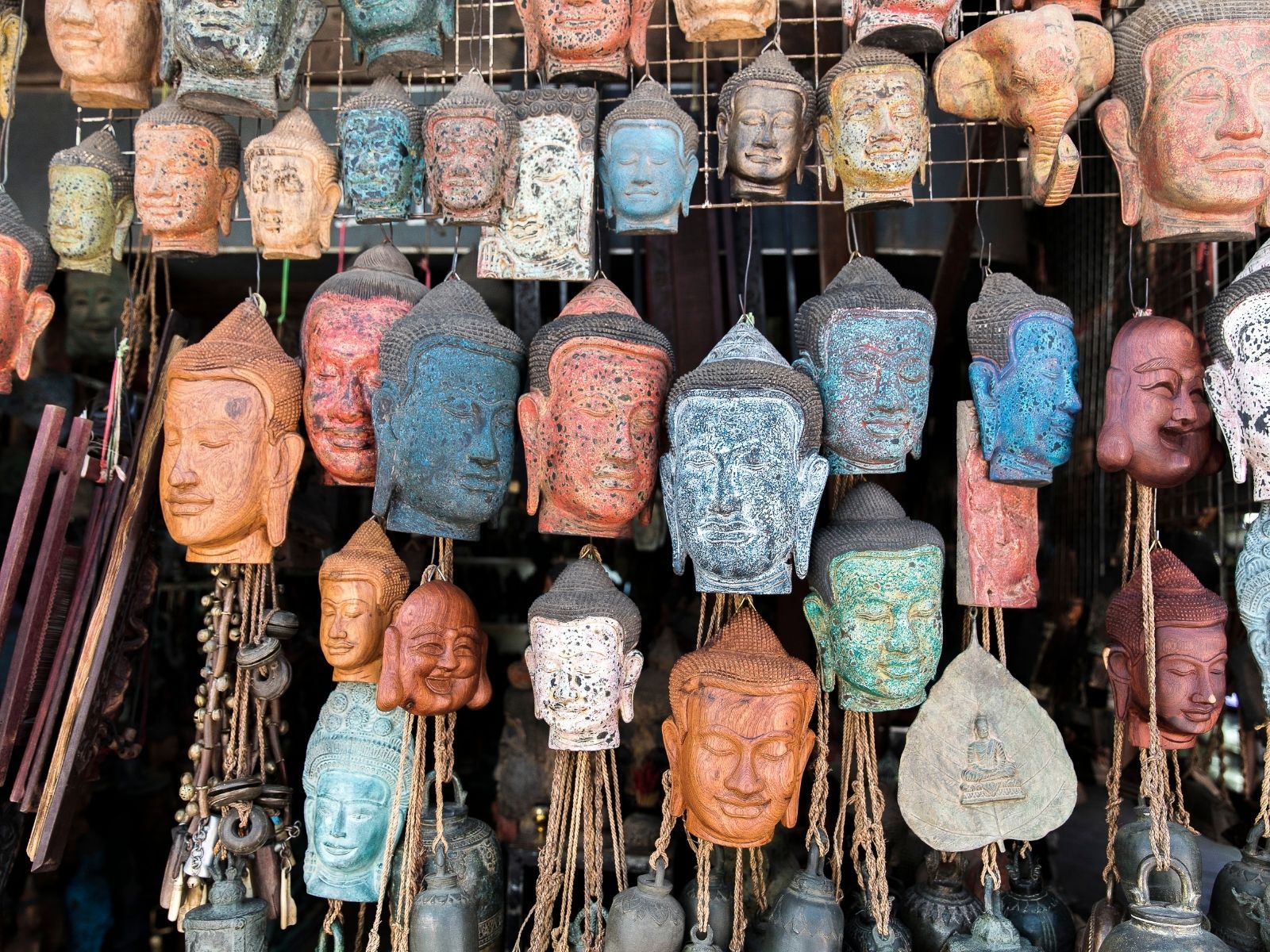 Handmade masks in the local markets of Sihanoukville