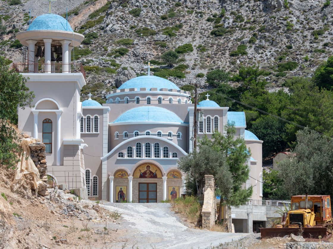 The restored Agios Nikolaos monastery in Zaros