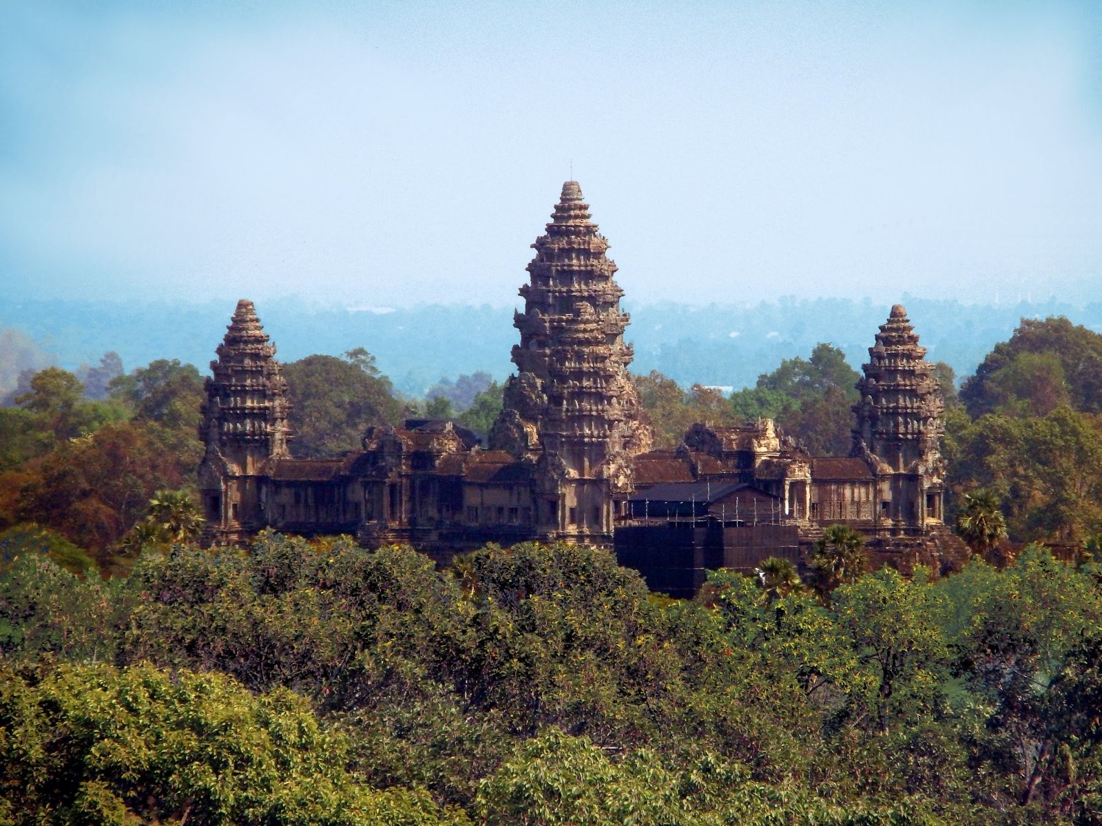 Stunning landscape view of Angkor Wat Temple from Phnom Bakheng