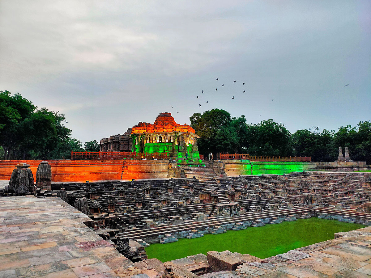 Modhera Sun Temple was draped in tri-color during the 75th Independence Day