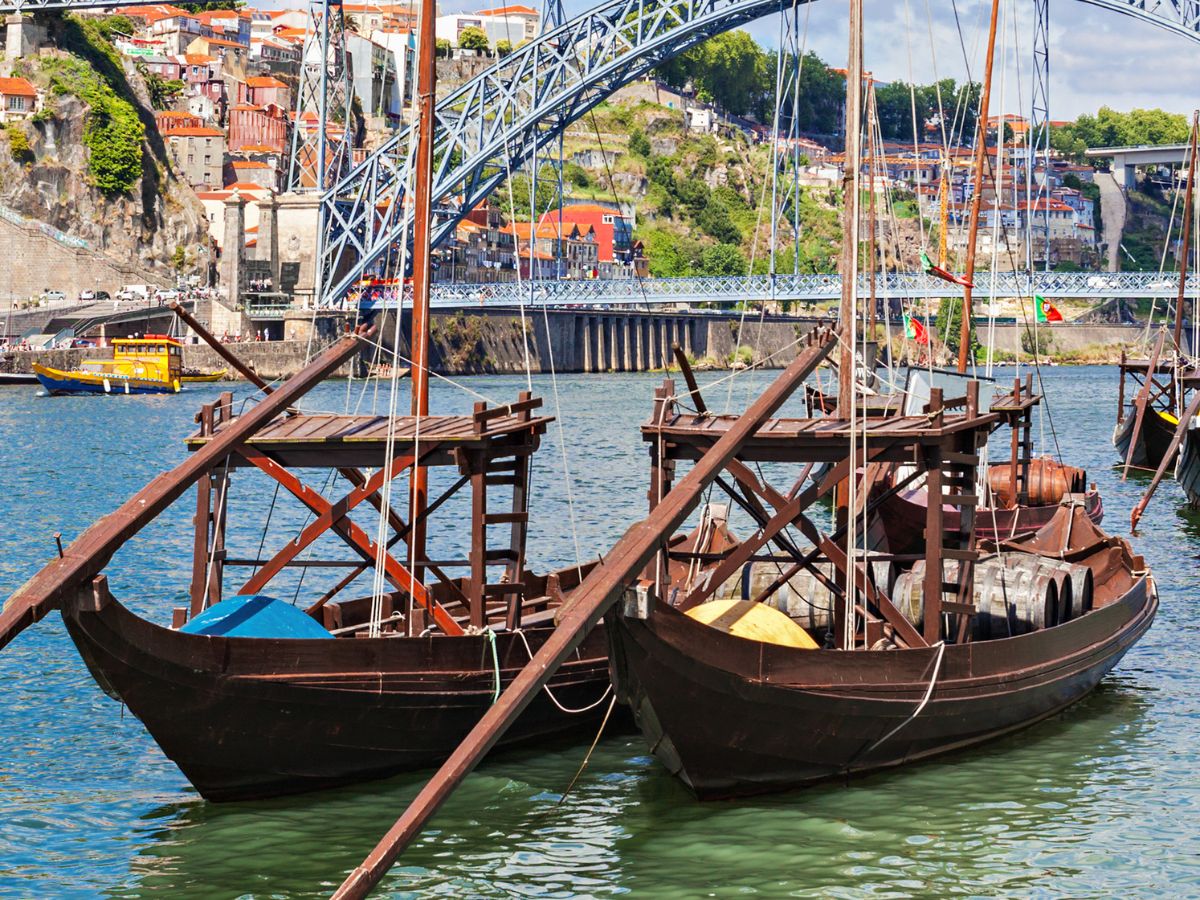 Traditional boats carrying port wines in Porto