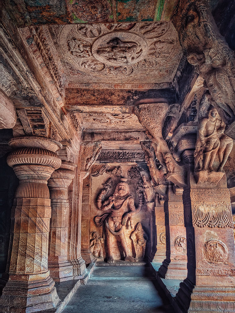 Lord Narasimha sculpture on the right side wall of third Badami cave temple