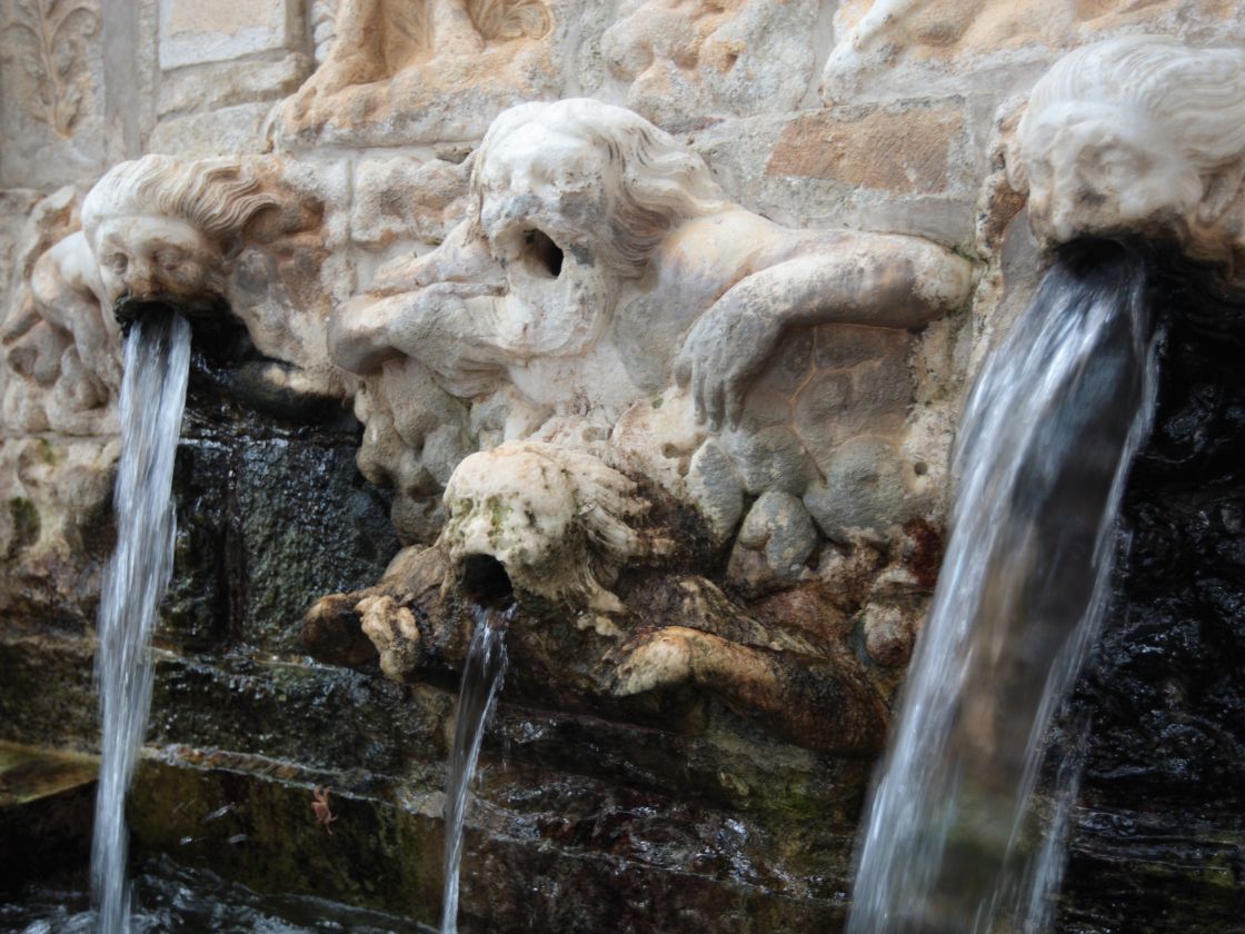 The fascinating 15th century Venetian fountain at Agios Nikolaos Monastery, Zaros
