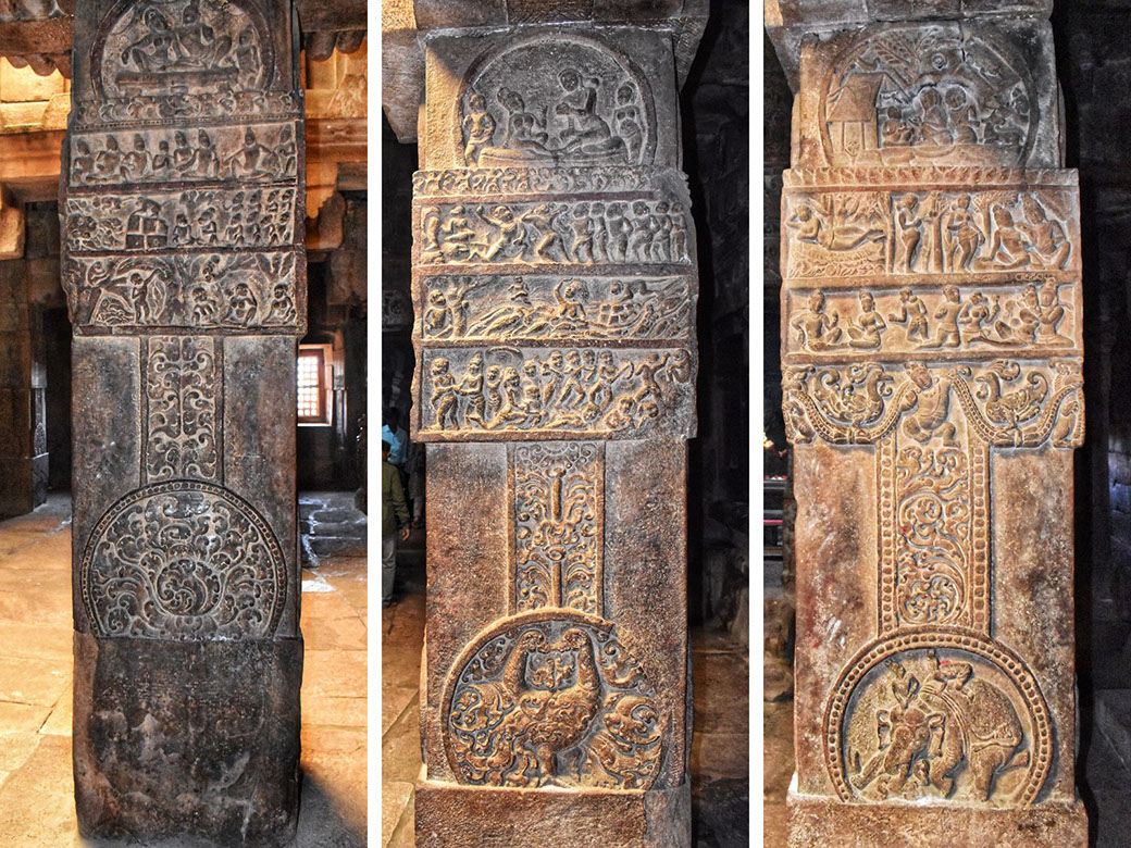Carvings on the pillars of Virupaksha Temple