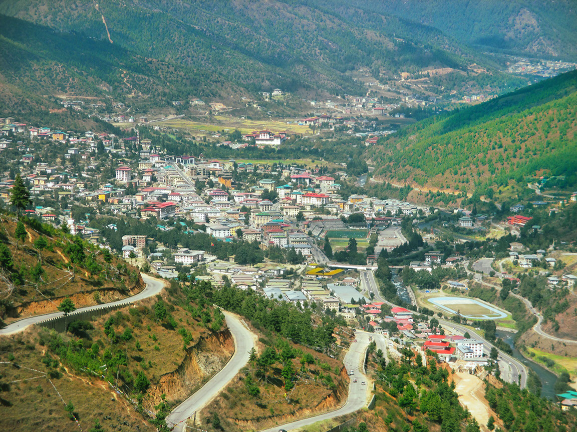 Thimphu city as seen from the top of Kuensel Phodrang Buddha Statue