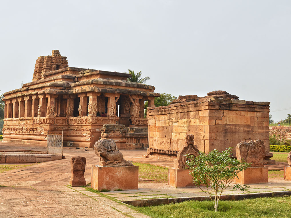 Front view of the Sun Temple with rectangular Mukhamandapa (entrance) in Aihole