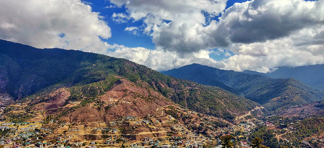 The view of Thimphu City from Kuensel Phodrang Mountain in Bhutan