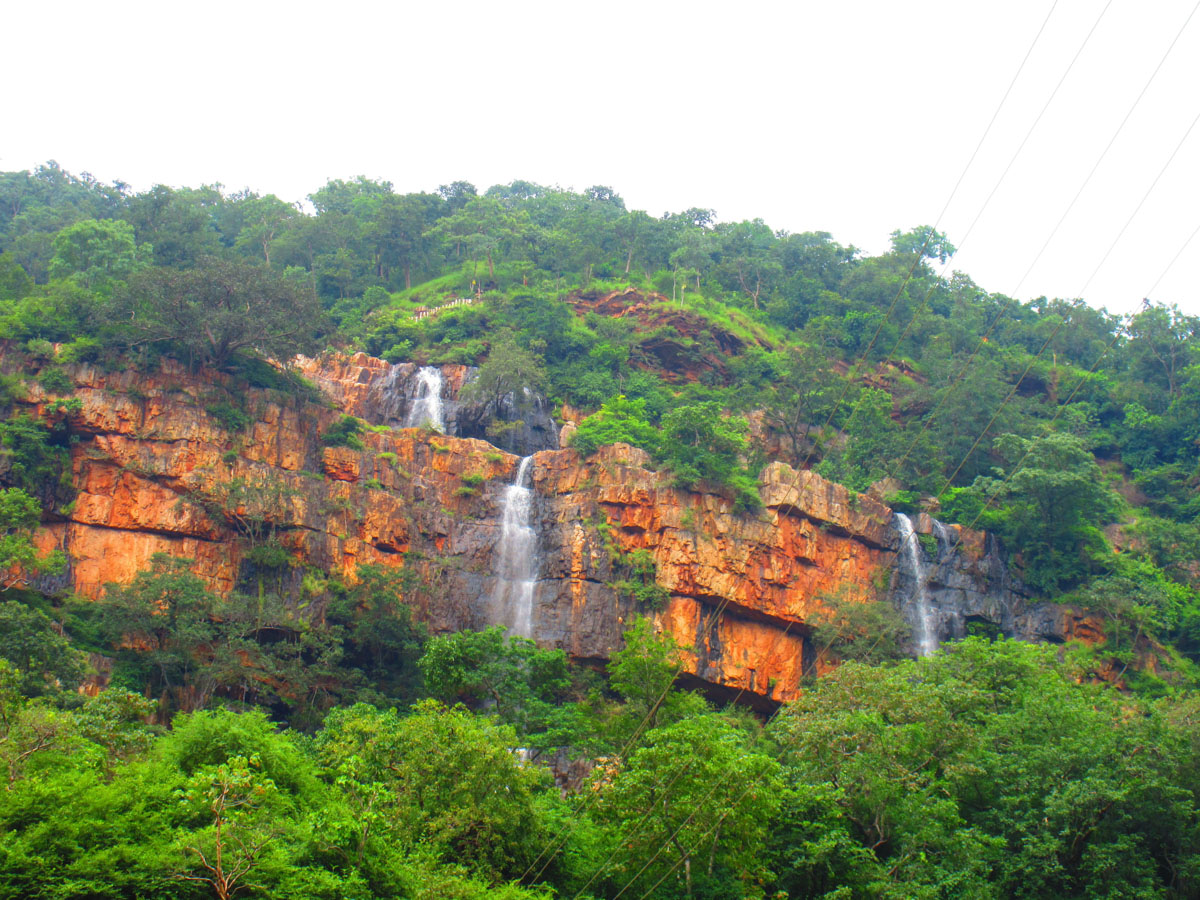 Cascaded Ahobilam waterfall atop the hills of Eastern Ghats at Upper Ahobilam temple