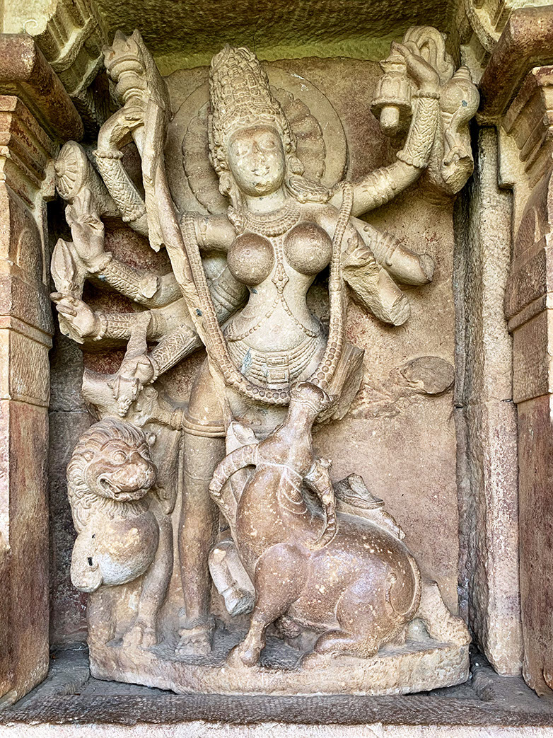 A beautiful sculpture of Mahishasuramardini in Durga temple Aihole