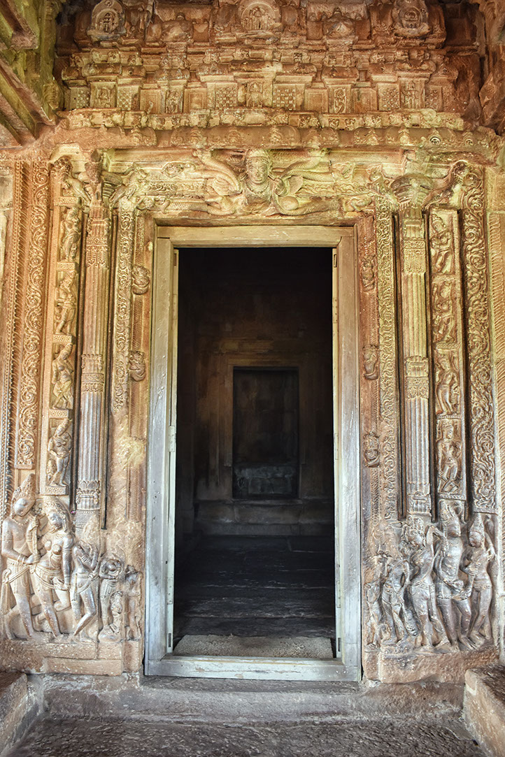 The door frame with Rivers Ganga and Yamuna in Durga temple Aihole