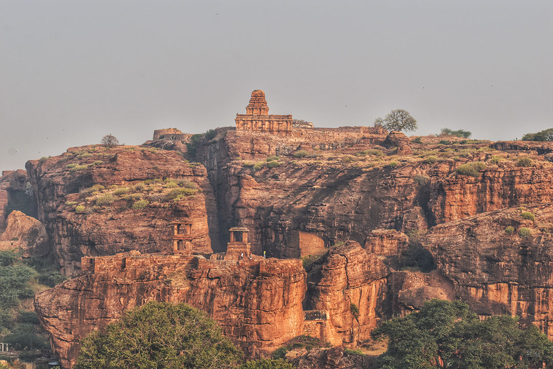 Taking a look at the North Fort Badami from the southern hills