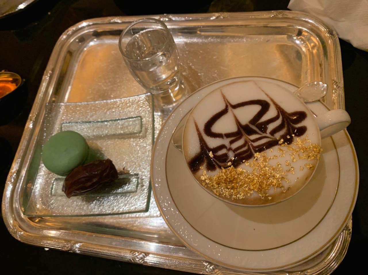 The most expensive cappuccino...24K Gold Flaked Palace Cappuccino at Emirates Palace Hotel