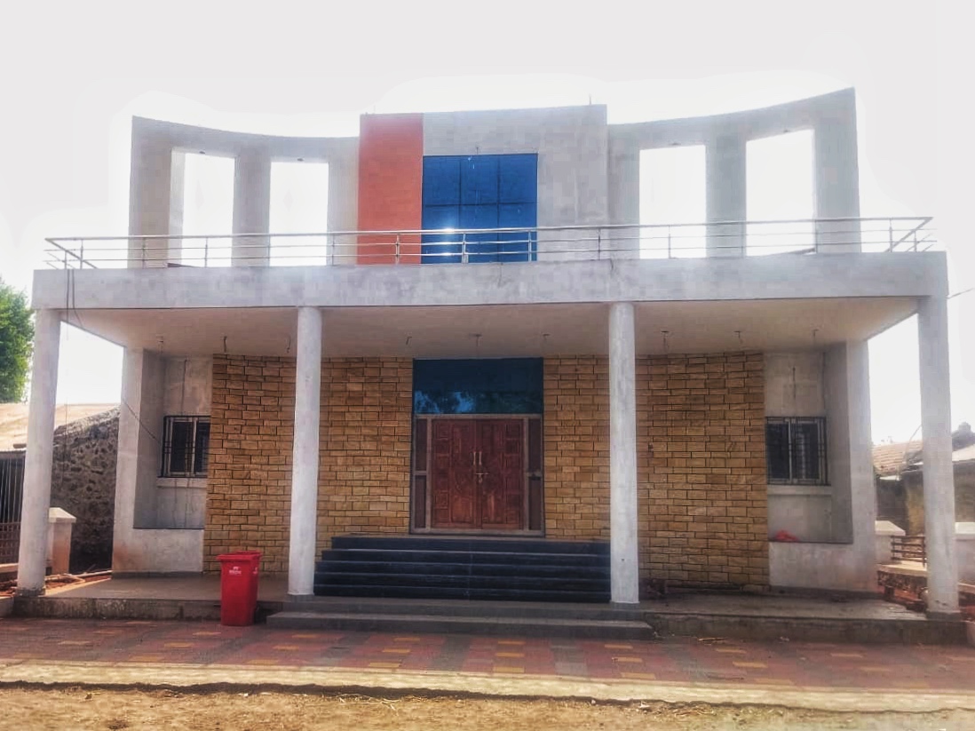 The contemporary Gram Panchayat office building in Kiraksal
