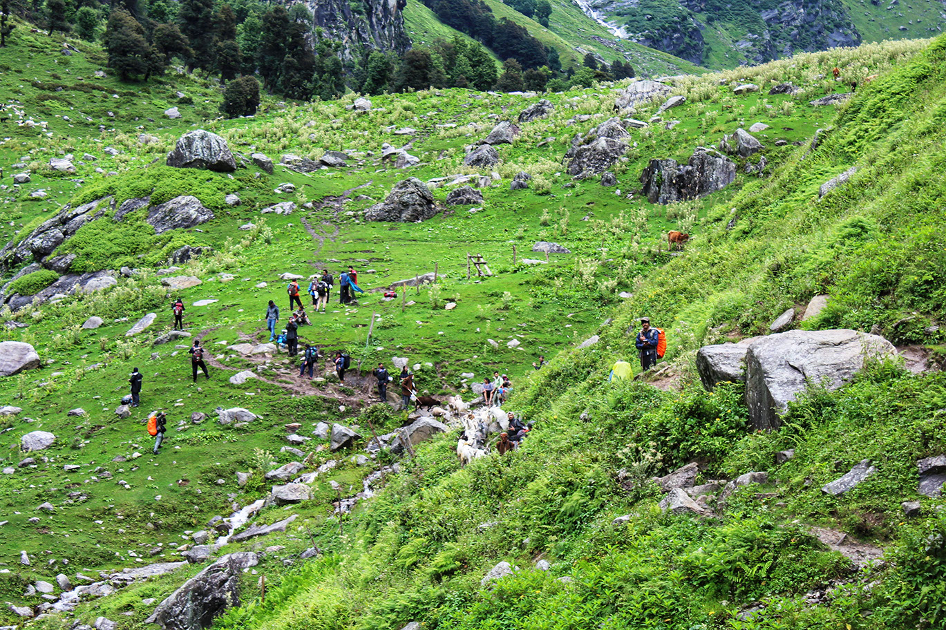 Nature schene while trekking through section of Hampta Pass trek route to Sethan Village