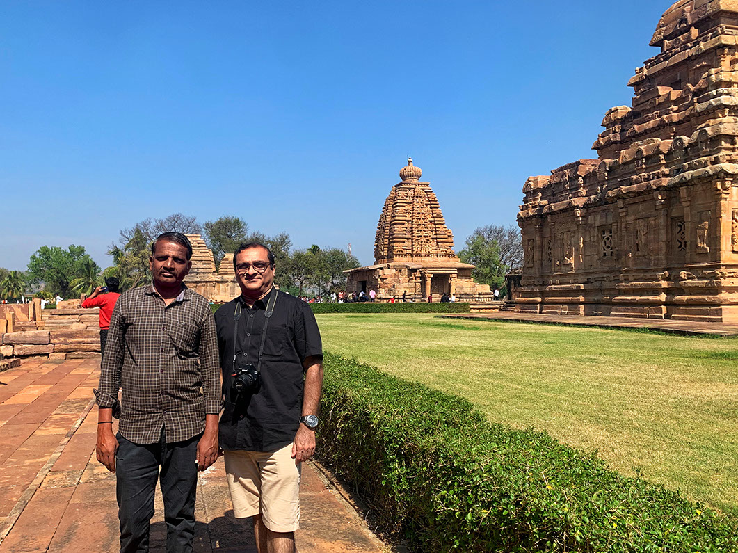 Posing with Mrityunjaya, our guide in Pattadakal