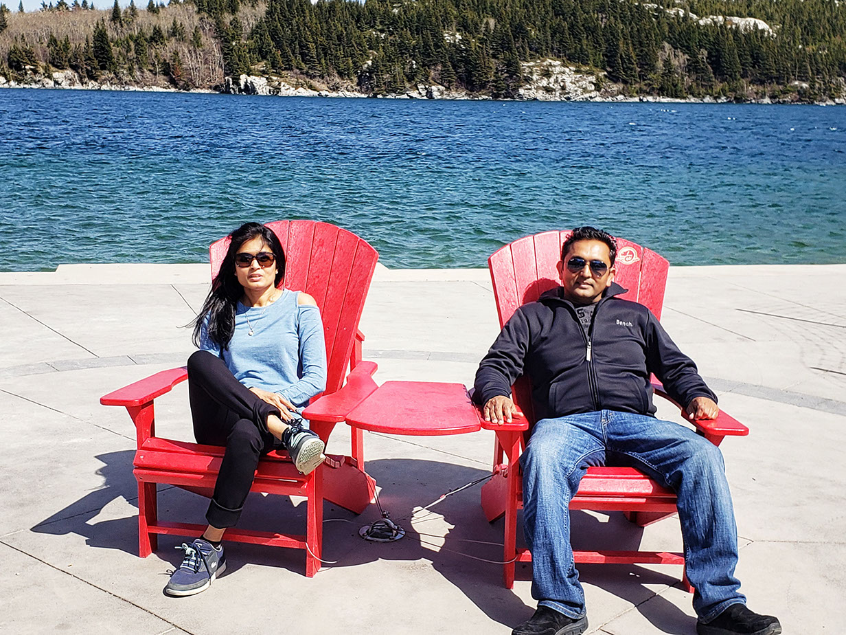 The famous "red chairs" in Waterton Park