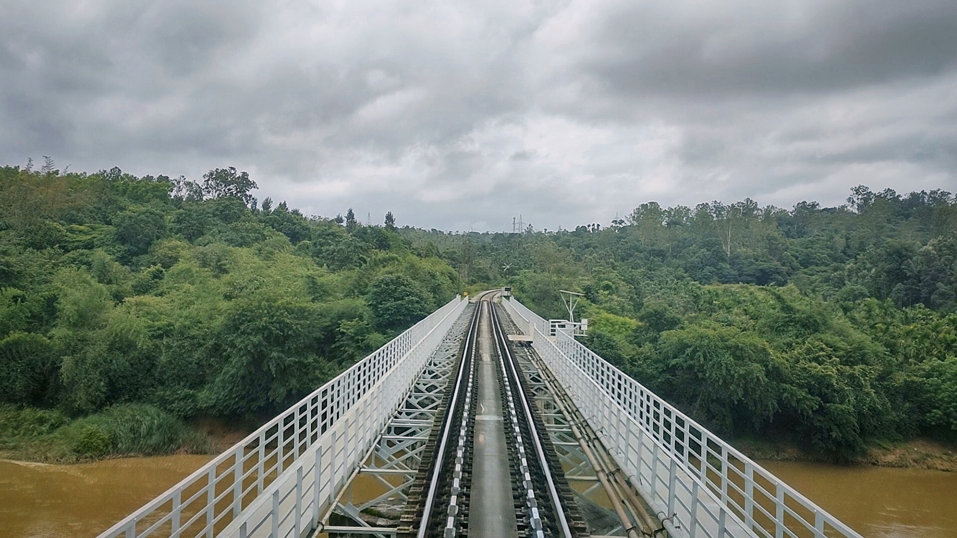 A rail bridge was erected across the picturesque Western Ghats river.