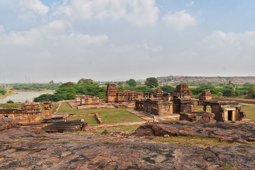 The ruins of Galaganatha temple on the banks of Malaprabha River in Aihole