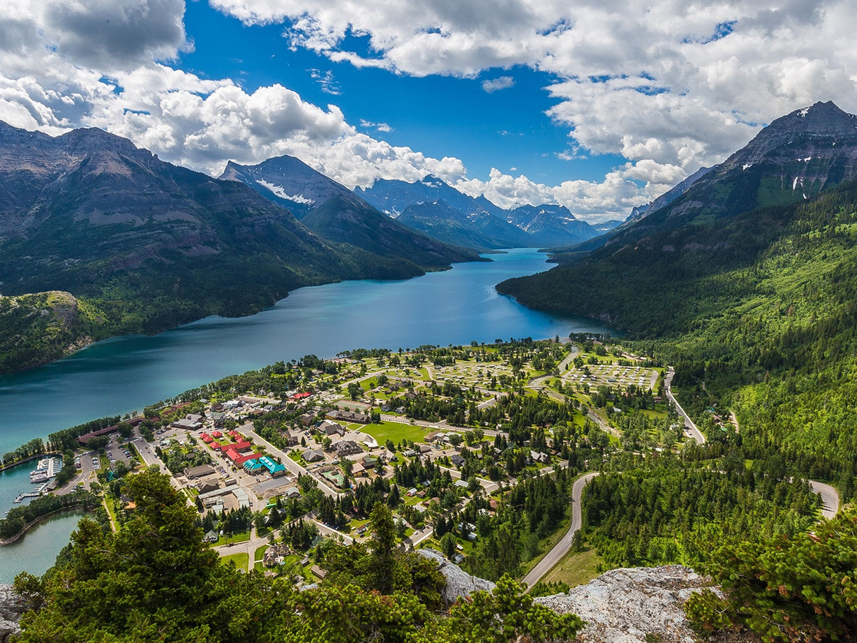 View of Waterton Valley and the lake from Bear's Hump walk.