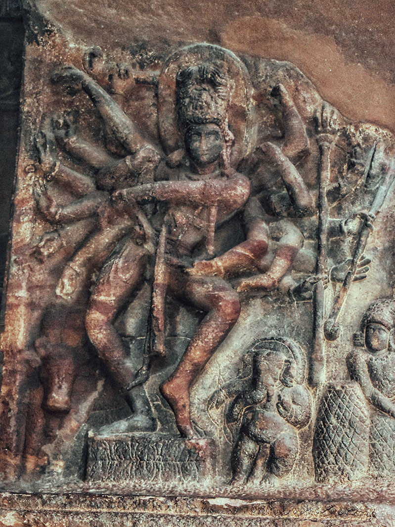 Sculpture of Lord Shiva as Nataraja outside the first Badami cave temple
