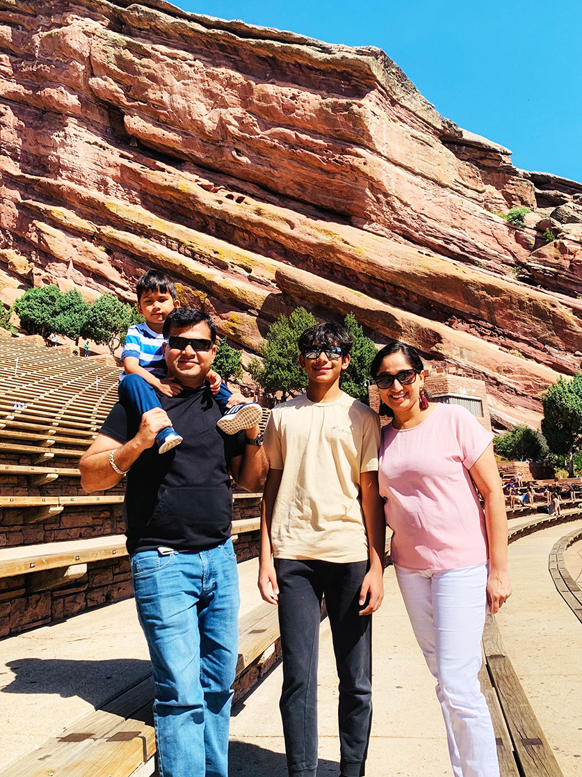Family at Red Rocks Park and Amphitheater in Denver Colorado