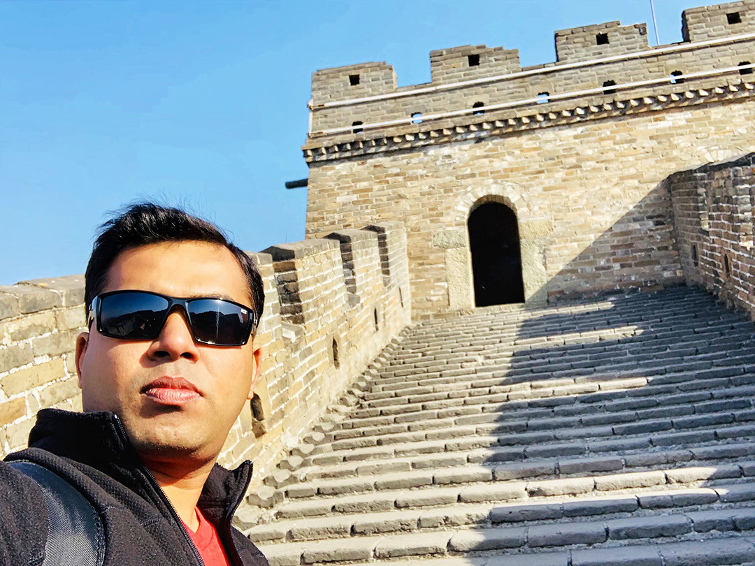A selfie moment at the Great Wall of China