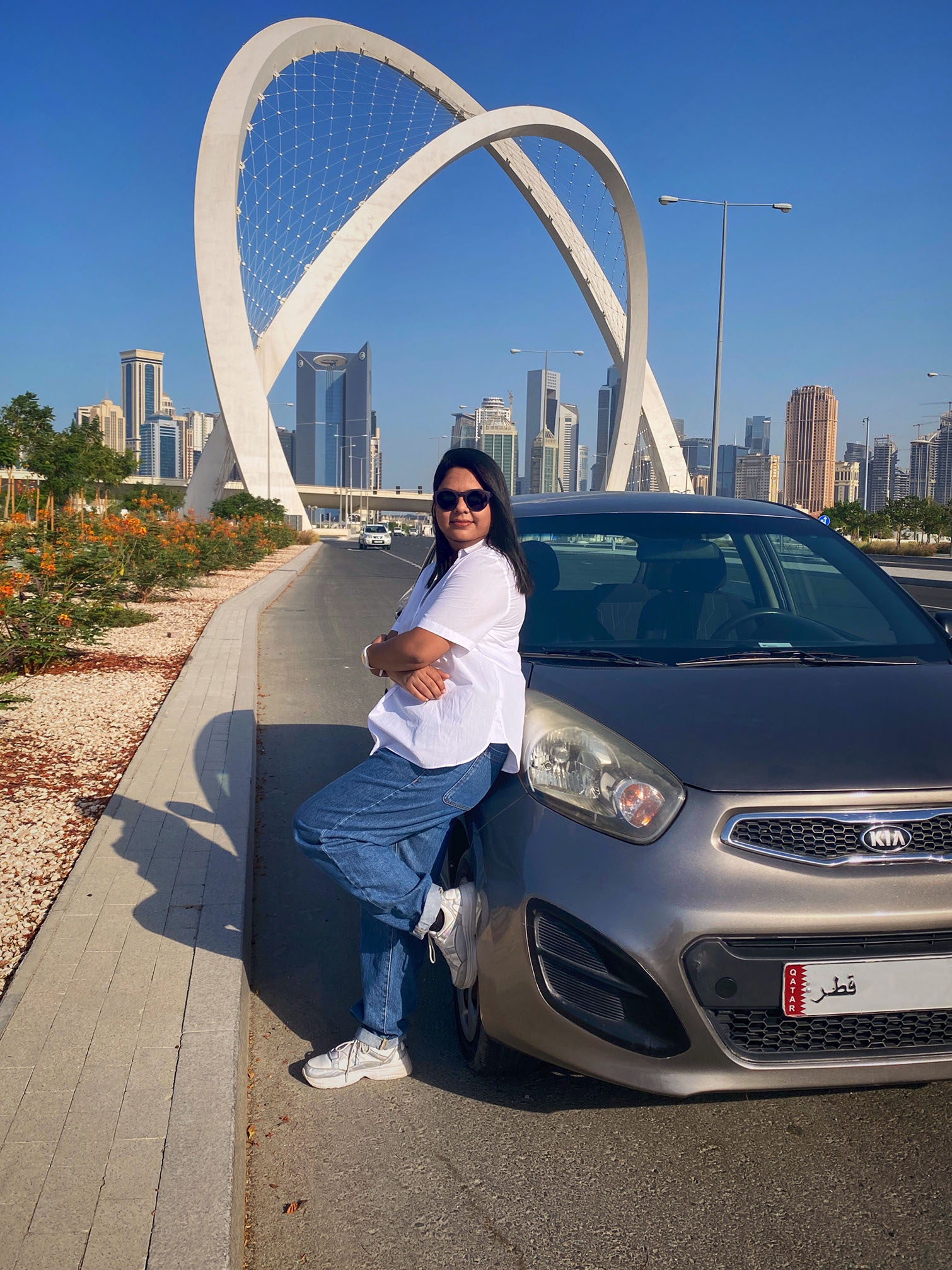 Pankita Bhavsar having fun on the road at the Al Wahda Arches