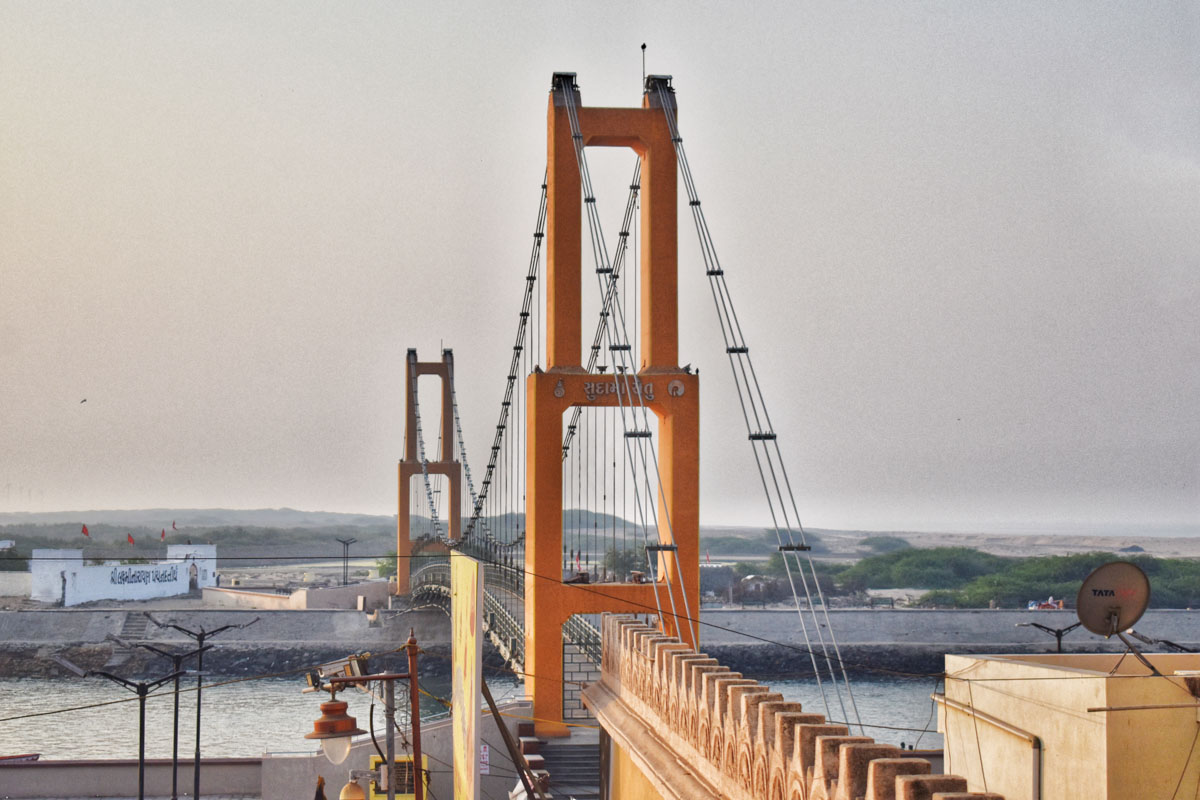 The Sudama Bridge of Dwarka from an elevated vantage point